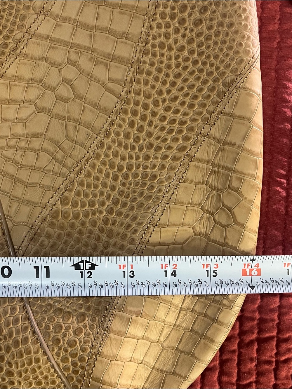 Donna Karan Baldwin Large Croco Wave Leather Shoulder Bag Tan Almond *NWOT* $468 - Picture 13 of 13